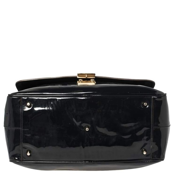 ANYA HINDMARCH BLACK PATENT LEATHER CARKER SATCHEL WITH DETACHABLE X-BODY STRAP - Picture 9 of 9